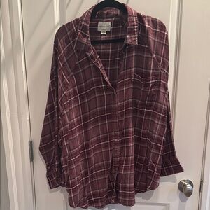 American Eagle Outfitters Oversized Plaid Shirt in Purple
